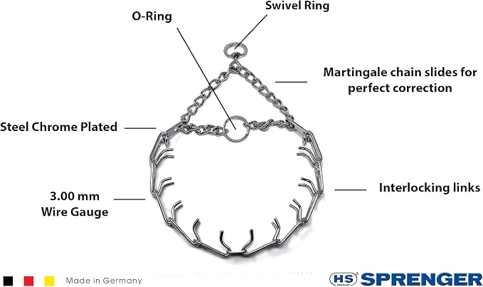 Herm Sprenger Prong Dog Training Collar, 22in x 3.0mm Medium, Ultra-Plus Chrome - Image 2