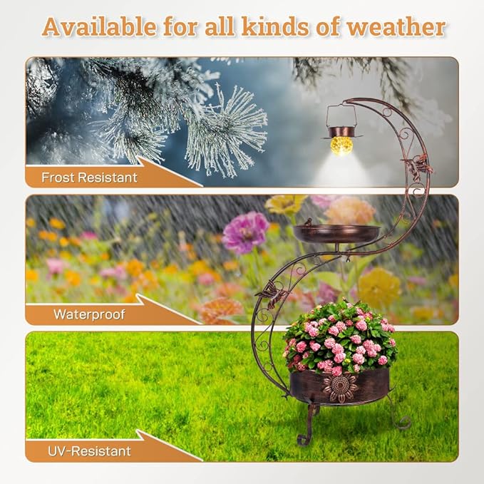 VEWOGARDEN S Bird Baths for Outdoors Metal Standing Bird Bath - Image 4