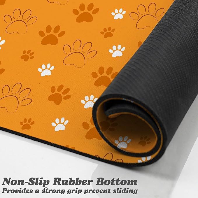 Dog Food Mat, Absorbent Water Bowl Mats Cat Pet Feeding Placemats Orange 17 * - Image 3