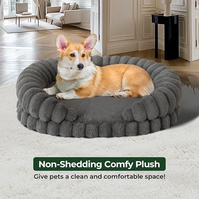 BALANCE Calming Dog Bed for Medium Sized Dogs, 30 Inches Oval Washable Pet Bed - Image 3