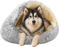 ShinHye Round Plush Fluffy Hooded Cat Bed Cave, Cozy by ShinHye