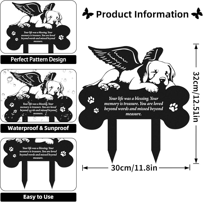 Metal Pet Grave Markers Dog, Dog Memorial Grave Markers Outdoor, Garden Plaque - Image 2