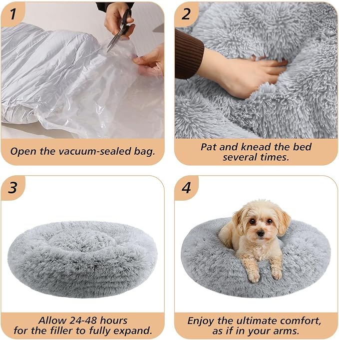 JOLLYVOGUE Calming Dog Bed Medium Size Dog, Anti-Anxiety Donut Medium Dog Bed - Image 8