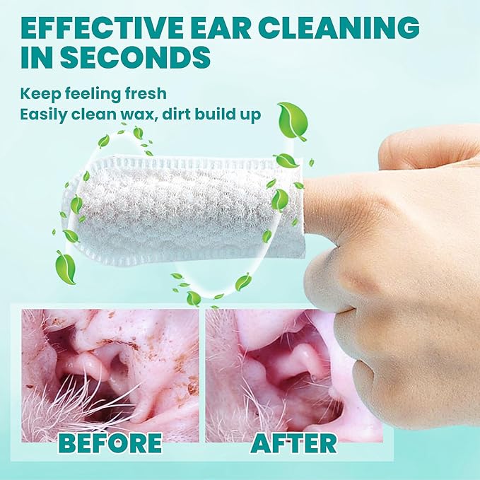 Ear Cleaner Finger Wipes 120 Counts, Dog Ear Cleaner, Grooming Kit Care - Image 4