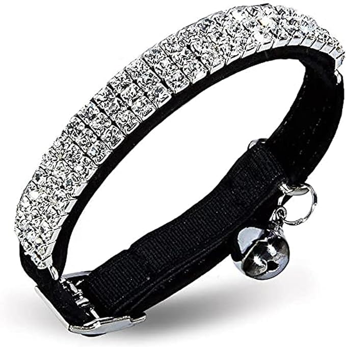 CHUKCHI Soft Velvet Safe Cat Adjustable Collar Bling Diamante by CHUKCHI
