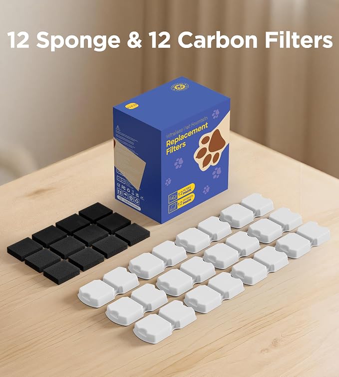 Cat Water Fountain Filters: 12Pack Replacement Pet Fountain Filter of 12 Carbon - Image 6