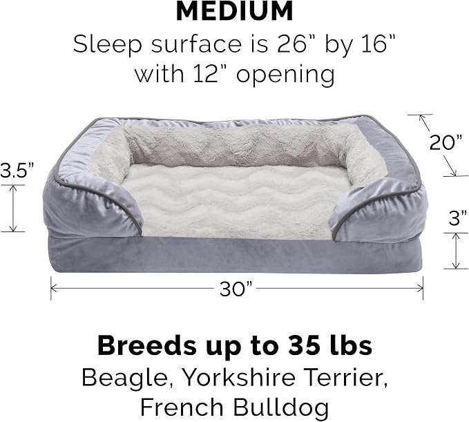 Furhaven Orthopedic Dog Bed for Medium/Small Dogs w/ Removable Bolsters & - Image 3
