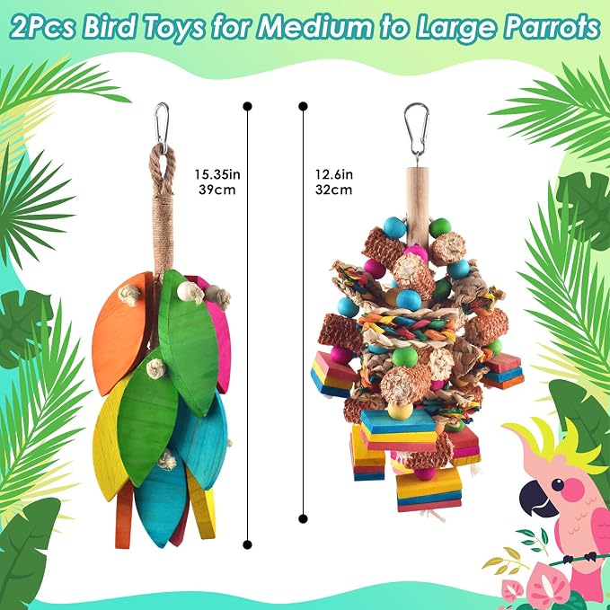 2 Pcs Large Bird Toys, Natural Corn Cob Parrot Chew Toy, Amazon Parrots - Image 2