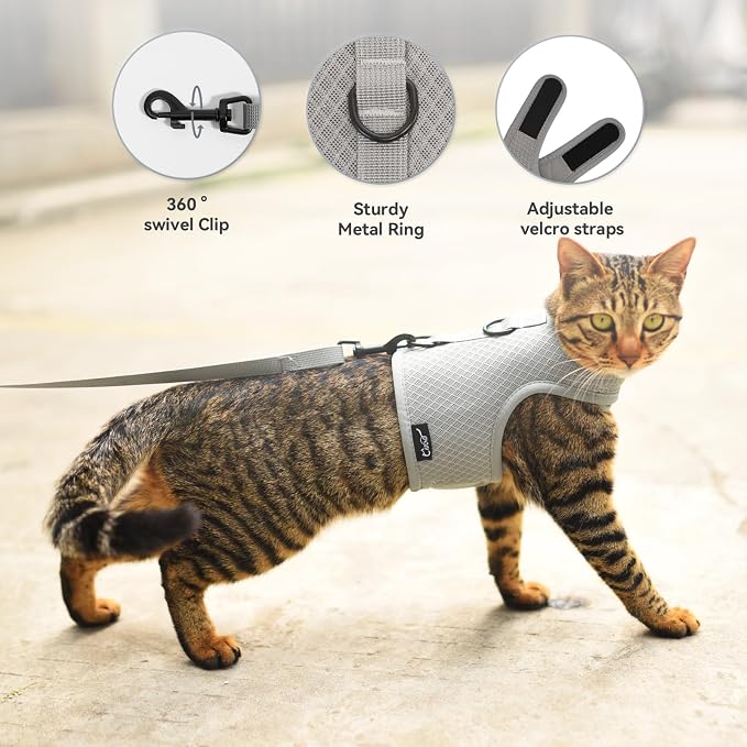 Kitty Harness and Leash for Walking Escape Proof Breathable Mesh Fabric - Image 3