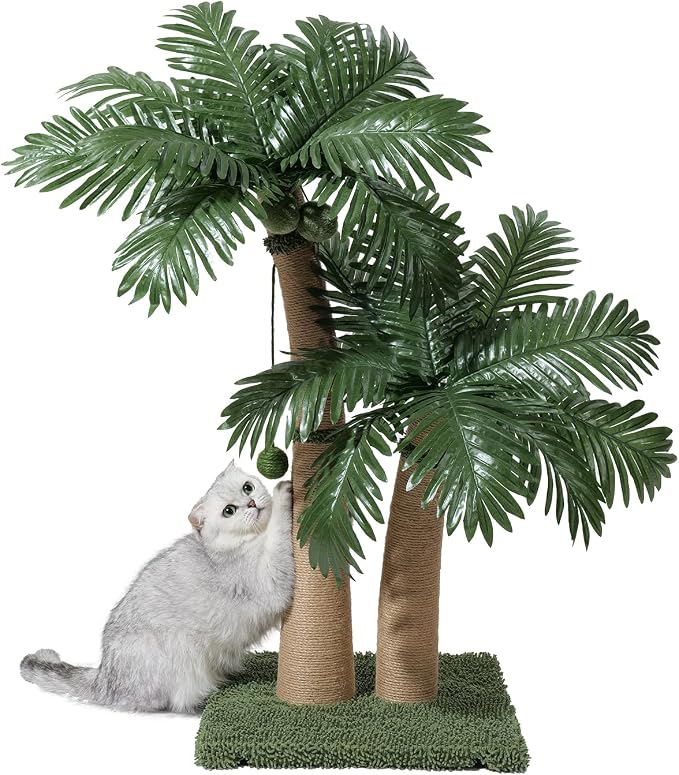 Palm Tree Cat Scratching Post, 5 Interactive Balls and 2 Curved Design by Unknown