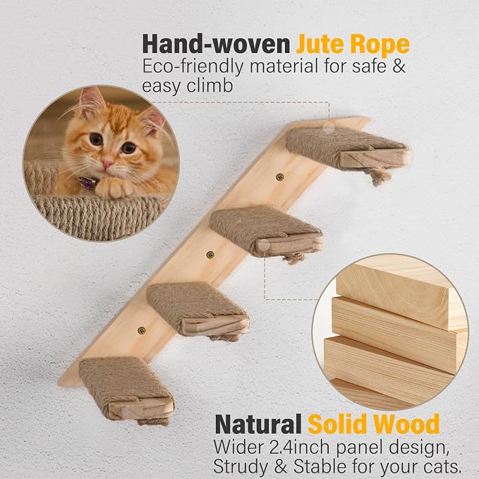 2 Pack 4 Steps Cat Wall Shelves and Stairs - Image 6