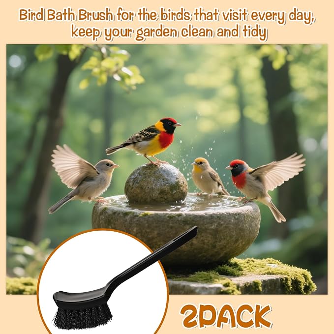 2 Pcs Brush for Bird Baths Black Hard Bristle Cleaning Brush - Image 4