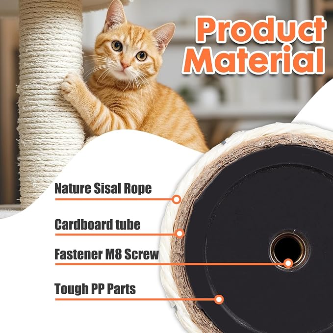 PowerKing Natural Sisal Replacement Scratching Post, 4 Pieces M8 Cat Scratch - Image 5