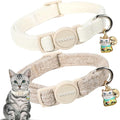 Cat Collar, 2 Pack White Hemp Cat Collars Breakaway by DOGWONG