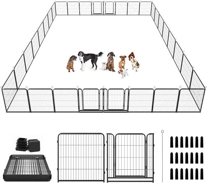 Dog Playpen Outdoor Extra Wide 32 Piece Panels Heavy Duty Dog Fence 40" Height by Committedtobetterpetlife