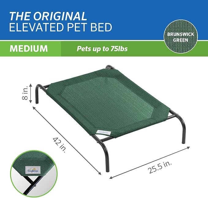 Coolaroo The Original Cooling Elevated Pet Bed, Brunswick Green - Image 4