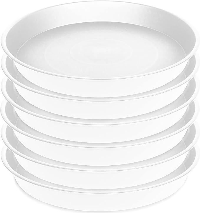 6 Pack Plastic White Plant Saucers by Bleuhome