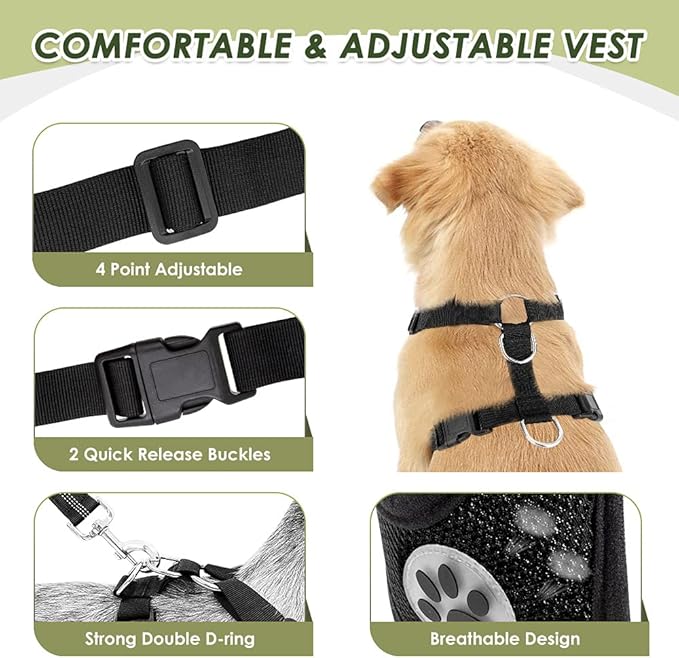 SlowTon Dog Seat Belt Harness for Car, Dog Car Harness Adjustable Mesh - Image 7
