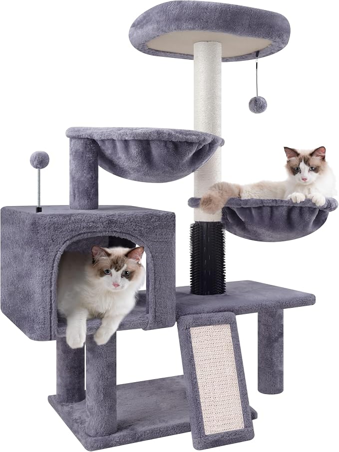 ROYPET Cat Tree with Cat Condo and Two Hammocks, Cat Tower with Scratching - Image 4