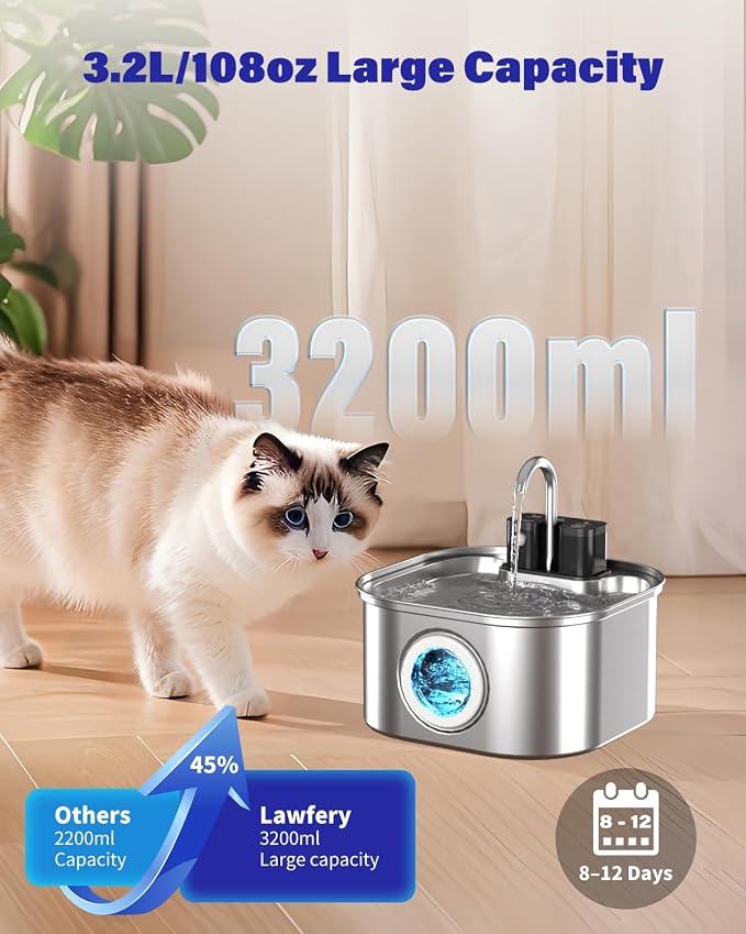 Wireless Cat Water Fountain Stainless Steel - Image 2