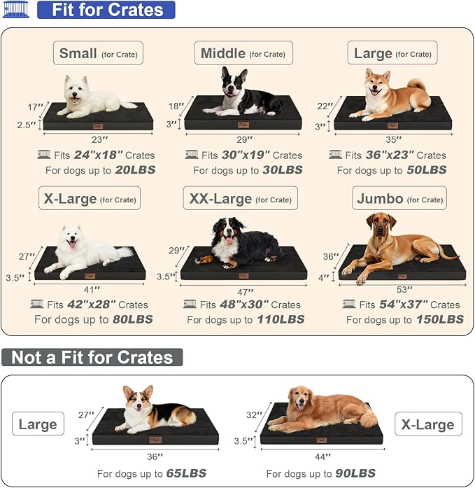 Orthopedic Dog Crate Bed for Extra Large Dogs, XXL Waterproof Comfort Pet Bed - Image 2