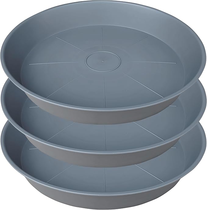 3 Pack of 20 22 inch Plant Saucer, 3.6" Depth Tray, Large Deep Garden Plastic by Bleuhome