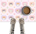 Cat Feedings Mats 20x12 inch Pink Heart Kitten Print Pet Bowl Placemat Non Slip by HOMETITUTE