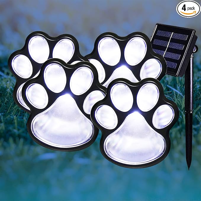 Elnsivo Paw Print Solar Outdoor Lights, Solar Lights Outdoor Waterproof Dog Paw by Livewithcolorfullights