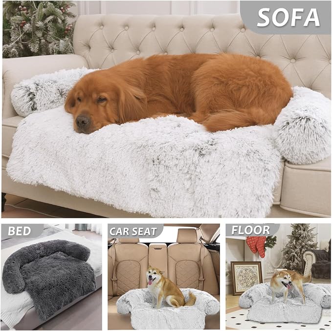 Calming Dogs/Cats Bed Mats, Dog Pad Washable Removable Couch Cover, Plush Long - Image 7