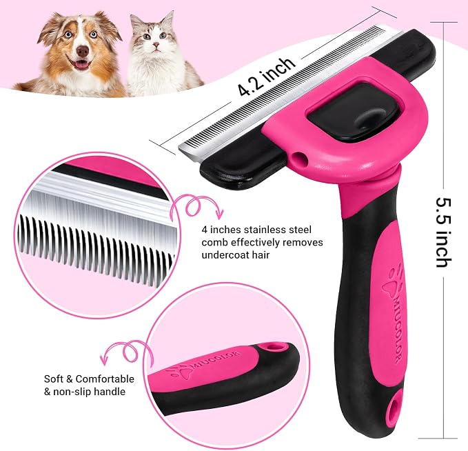 MIU COLOR Pet Grooming Brush, Deshedding Tool - Image 2