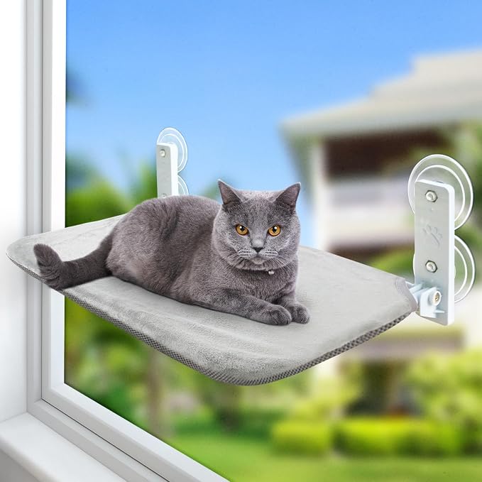 Sunhoo Cat Window Hammock Perch Cordless Perches Window Sill Seat Bed Foldable by Sunhoo