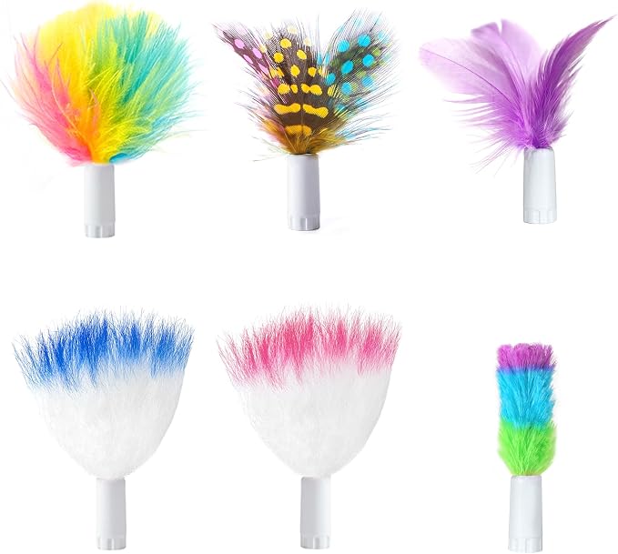 ORSDA 6Pcs Interchangeable Attachments Cat Feather Toys Replaceable Feathers by ORSDA
