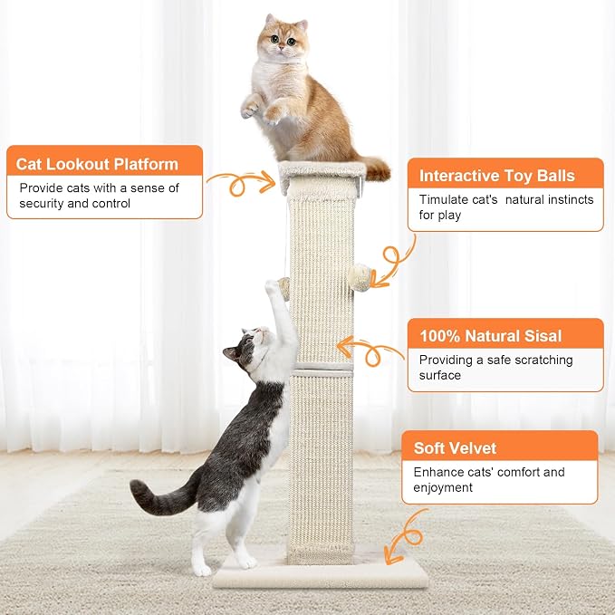 Cat Scratching Post 33 Inch Nature Sisal Cat Scratch Post - Image 4