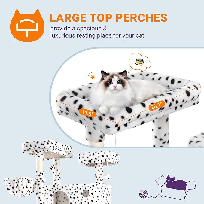 Allewie 81 Inches Tall Cat Tree/Multi-Level Large Climbing Tree House and Towers - Image 4
