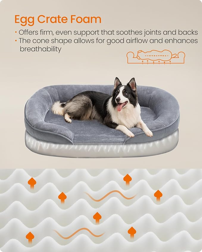 Feandrea Dog Bed, Large Orthopaedic Dog Sofa Bed, Egg Crate Foam, Waterproof - Image 3
