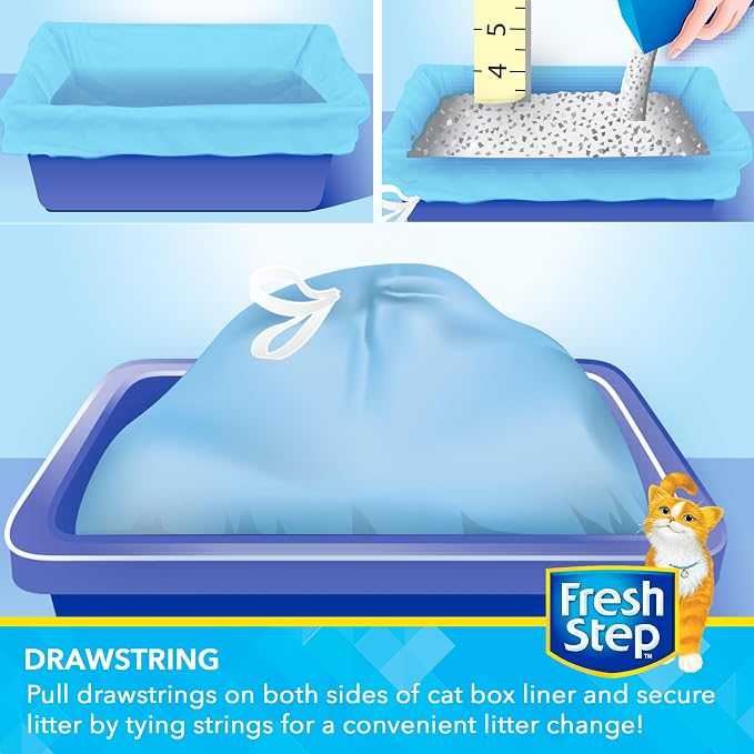 Fresh Step Drawstring Cat Litter Box Liners, Scented Heavy Duty Kitty Litter - Image 3
