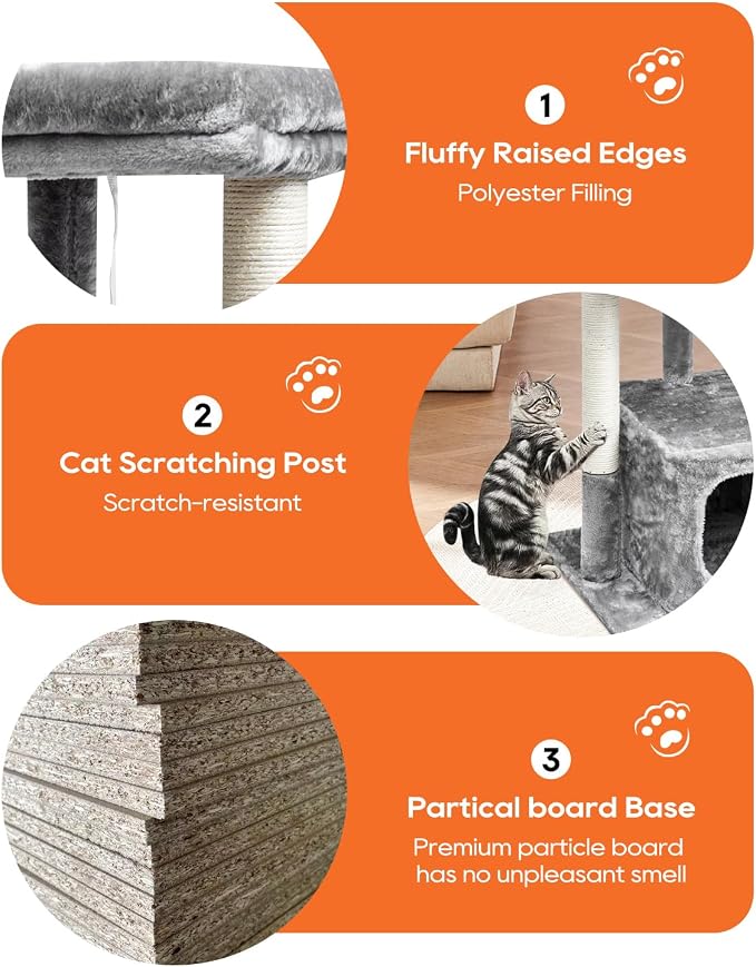 SYANDLVY 27IN Cat Tree for Indoor Cats Large Adult, Modern Activity Tower - Image 5