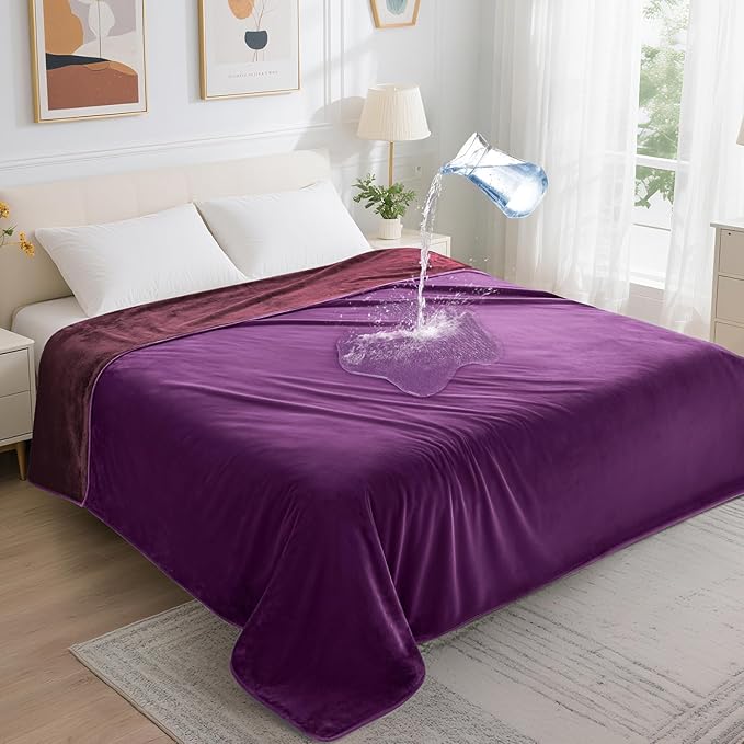 LOOBANI Waterproof Blanket for Bed: Reversible Soft Flannel King Size Bed by LOOBANI