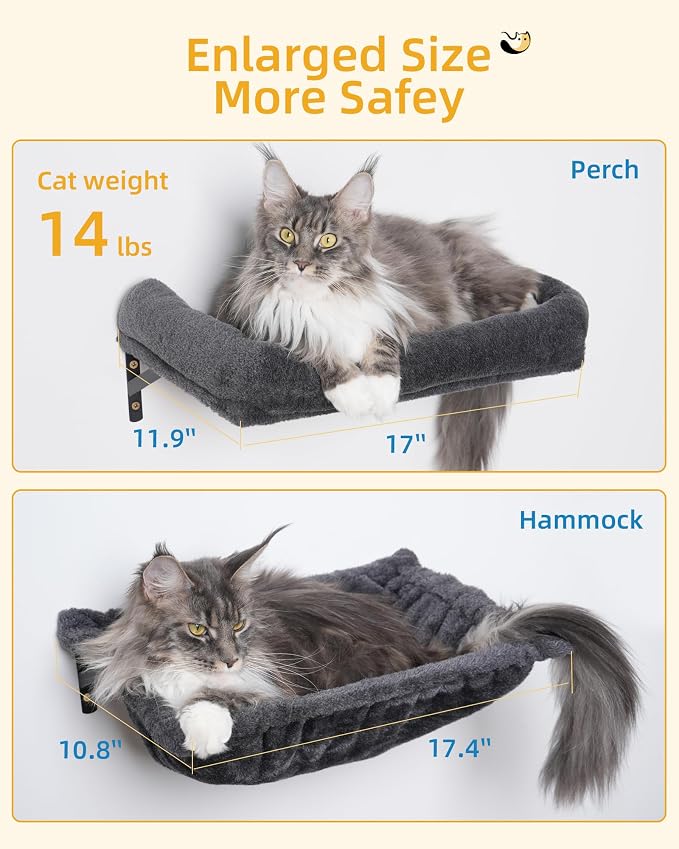 Heavy Duty Cat Wall Shelves for Indoor Cats Large Adult, 5-in-1 Wall-Mounted - Image 4