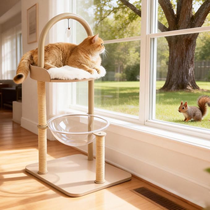 Modern Cat Tree Tower for Indoor Cats up to 12lbs, Wood Cat Bed - Image 9