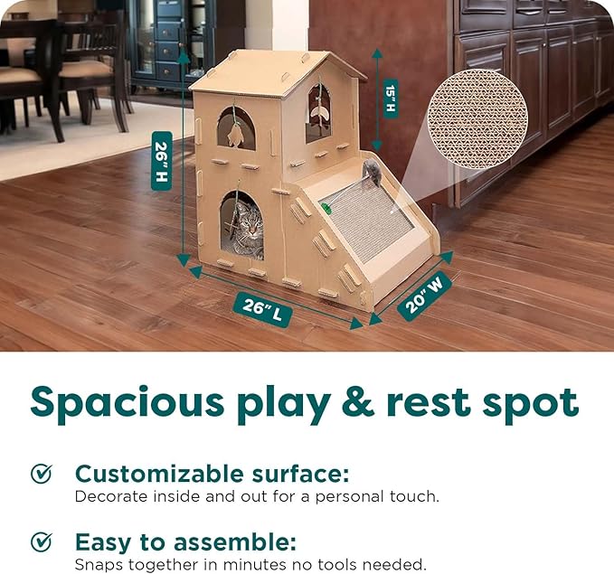 FurHaven Townhouse Multi-Level Cardboard Cat House - Image 3