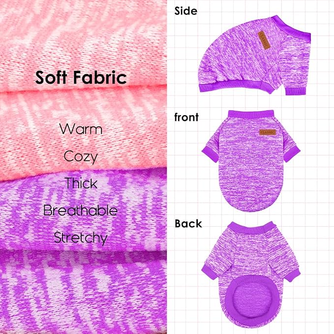 2 Pcs Dog Sweaters for Small Dogs Girl Boy Winter Fleece Clothes Warm Soft Dog - Image 4