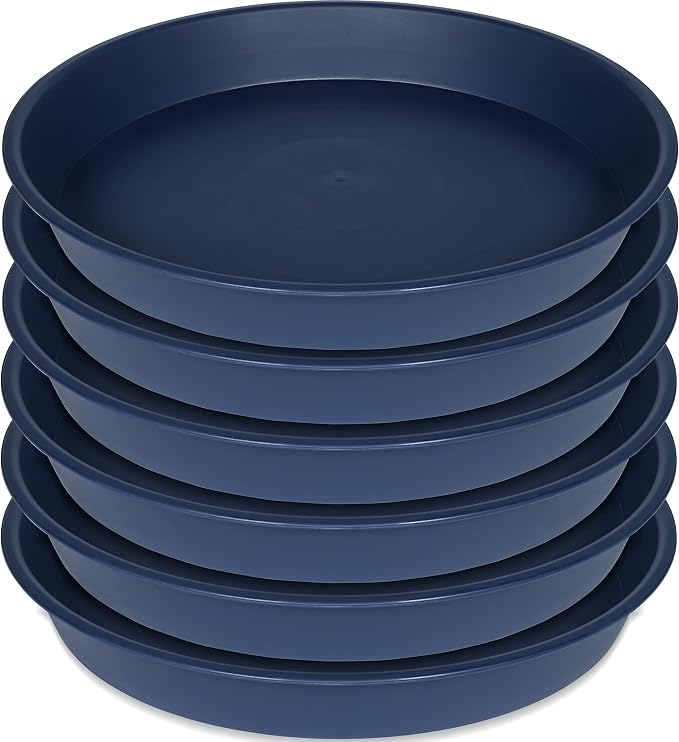 6 Pack of 7 inch Plant Saucer, Heavy Duty Plastic Plant Water Tray 7 inch Round by Bleuhome