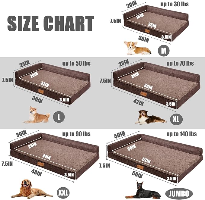 Patas Lague Orthopedic XL Dog Bed Large Sized Dog 42''X28'', Waterproof L - Image 5