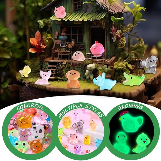 DIYDEC 60PCS Luminous Mini Resin Animals 60 Styles Miniatures Glow in The Dark - Image 5