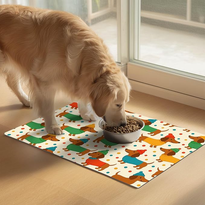 Cute Dachshund Dogs Pet Food Mat Spill-Proof Pet Feeding Mat - Image 2