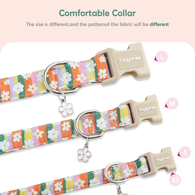 Faygarsle Colorful Floral Dog Collar, Cotton Fabric - Image 5