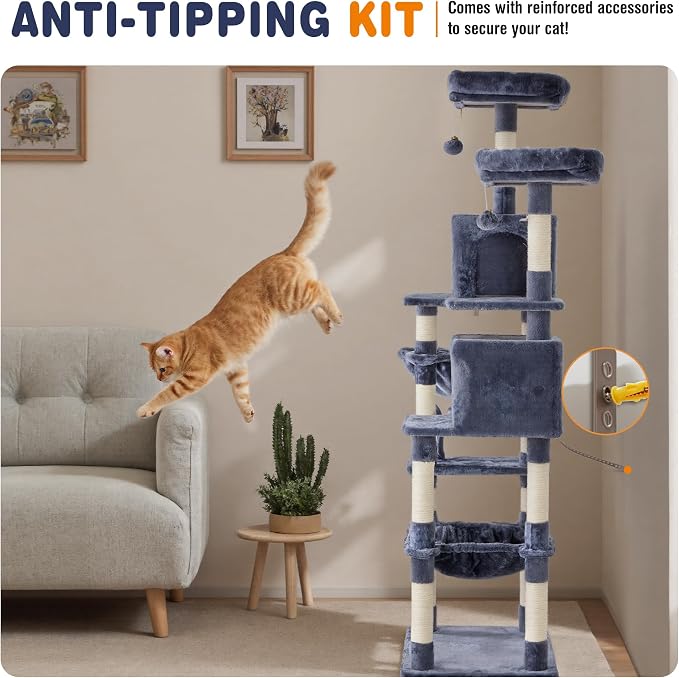 Sweetcrispy 71 inch Cat Tree Tower, Large Multi Level Cat Climbing Tower - Image 6