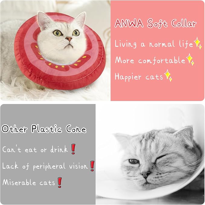 ANWA Adjustable Cat Cone Collar Soft, Cute Cat Donut Collar After Surgery - Image 6