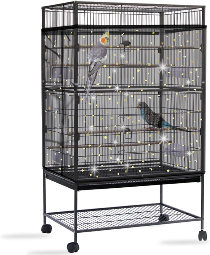 Daoeny Bird Cage Seed Catcher, Large Bird Cage Cover, Adjustable Soft Airy by Daoeny